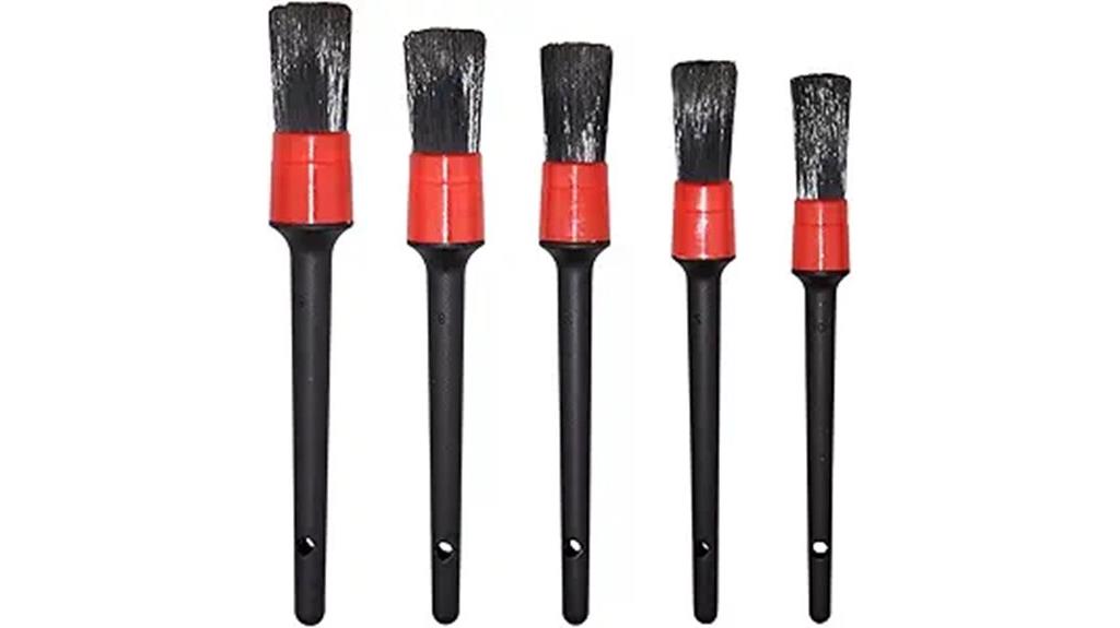 five size car detailing brushes