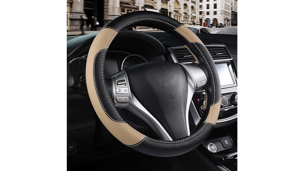 non slip leather steering cover