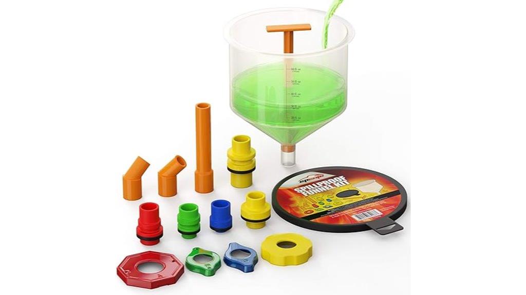 spill proof radiator coolant funnel