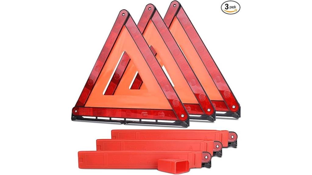 three pack emergency warning triangles