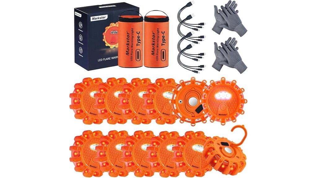 twelve led road flares