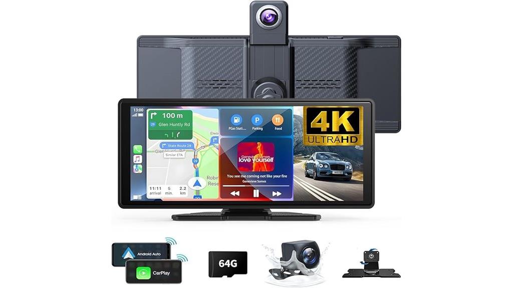 wireless carplay 4k dashcam