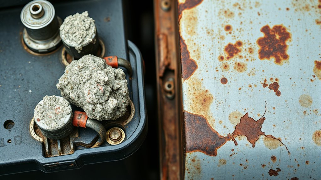 corroded battery and body