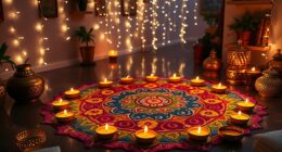 festive rangoli and diyas