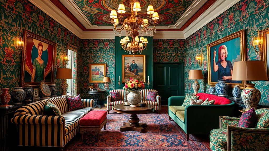 layered patterned colorful decor