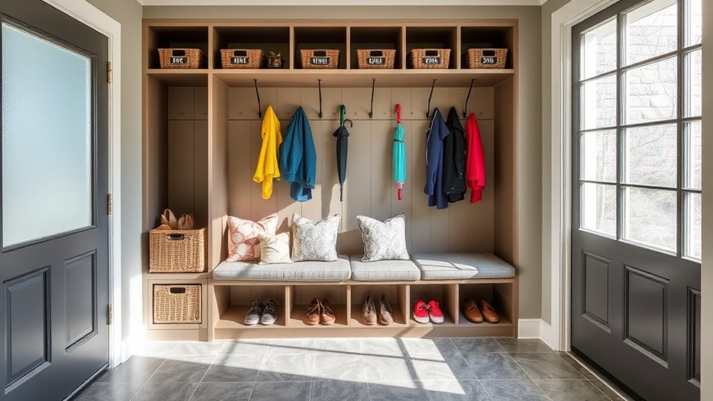organized durable mudroom space