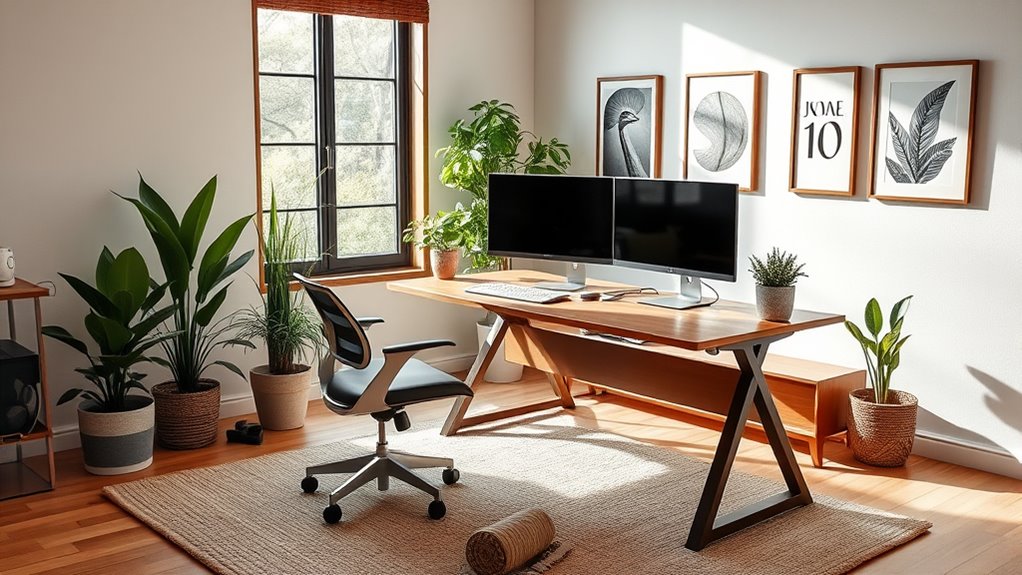 organized well lit ergonomic workspace