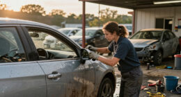 Flood-damaged cars arrive at Atlanta auto repair shops