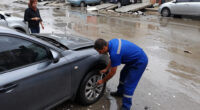 Flooding Causes Road Collapse And Vehicle Damage In Ankara