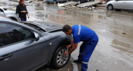 Flooding Causes Road Collapse And Vehicle Damage In Ankara