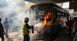 Video: Panic As Tourist Bus Catches Fire Under Goregaon Metro Station In Mumbai - India Today